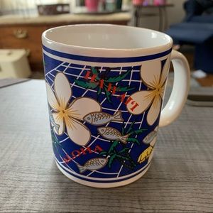 Island Heritage Hawaii Blue Plumeria Mug with fish